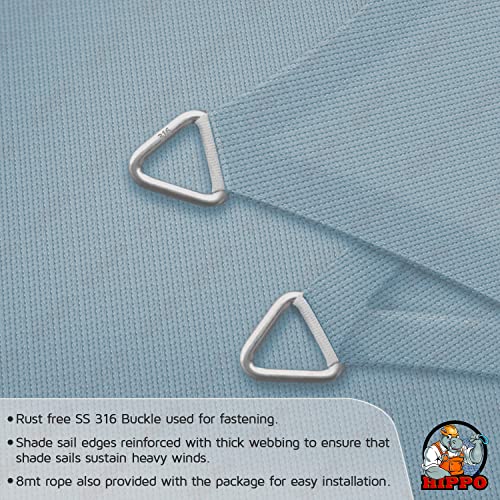 Image of HIPPO Triangle Shade Sail Affordable & Premium 150 GSM Sun Shade UV Block for Outdoor Car Parking Garden (Cool-Blue, 10FTX10FTX10FT)