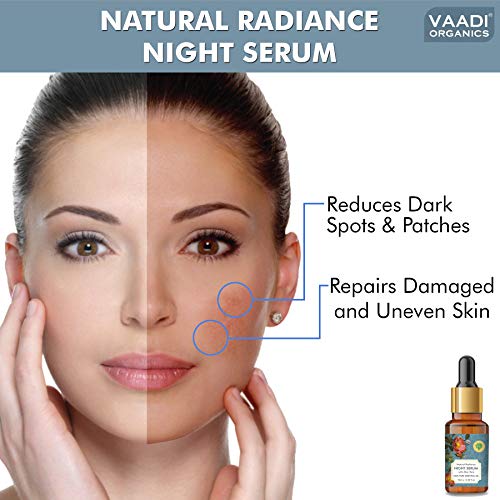 Image of VAADI HERBALS Natural Radiance Night Serum With Aloe Vera - Reduces Dark Spots & Patches, Repairs Damaged & Uneven Skin, 10 ml