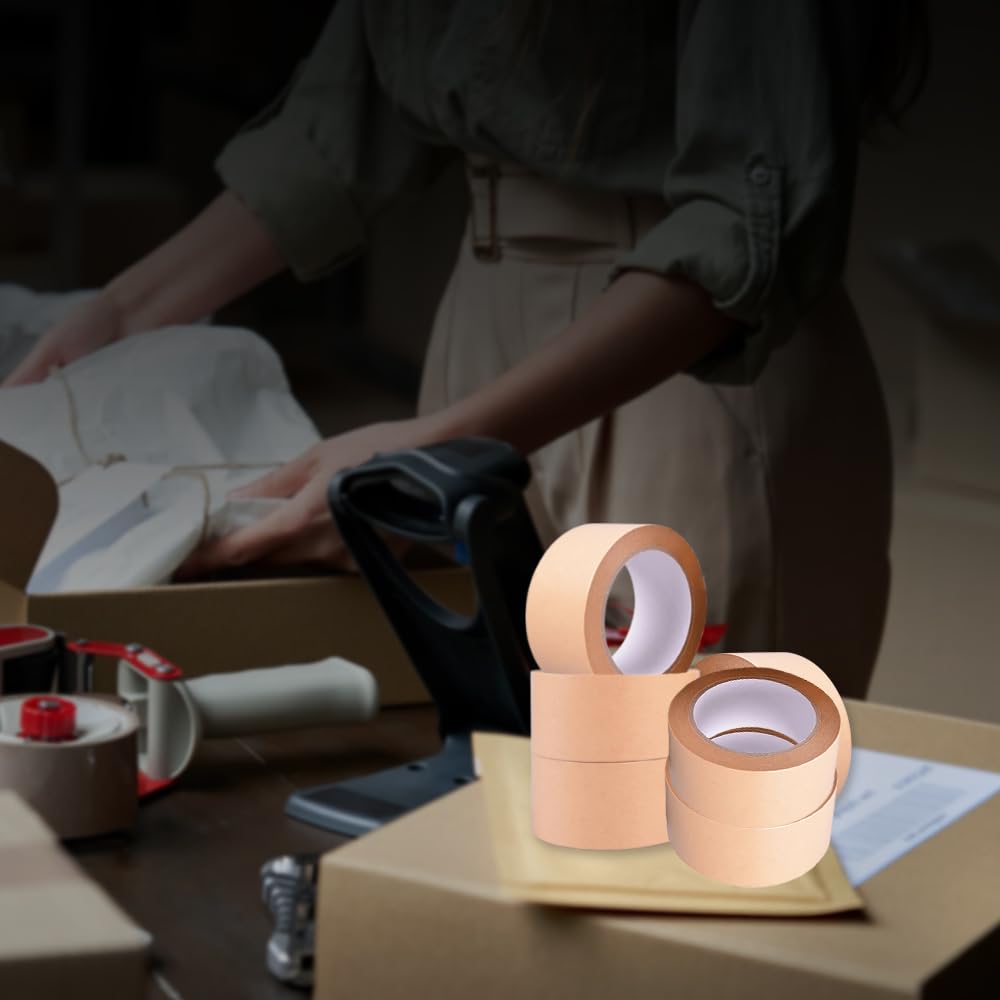 1ABOVE 3pk Brown Kraft Paper Packing Tape, 48mm x 50m - Image 2