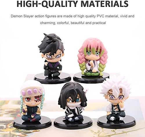 Demon Slayer Gâteau Topper Hilloly 5 pièces Tueur de Démon Anime Jouet Modèle Figurines Mini Figurine Action de Démon Q Version Figurine Collection Enfant Anniversaire Fête Décoration(B) | Pop Demon Slayer