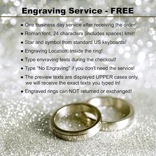 Titanium Wedding Rings for Couples Domed Surface Polish Finished Wedding Band Engraving Service Comfort Fit SZ 5-123