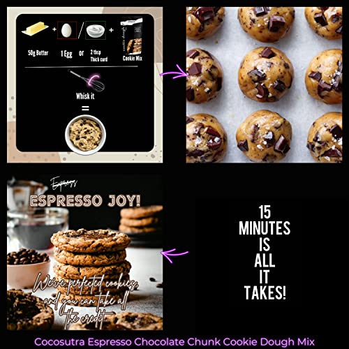 Image of COCOSUTRA Cookie Dough Espresso Chocolate Chunk | 100% Natural & Vegan | 3 Easy Steps for Perfect Cookies - Mix, Scoop & Bake - 220 g