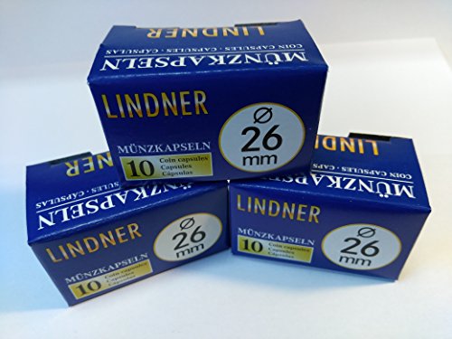 30 Stück Original LINDNER Münzkapseln 26 mm, passend für 2 € - Münzen Cover