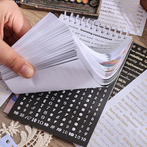 Image of 3000+ Pcs Word Stickers for Journaling, 50 Sheets Gold Foil Art Scrapbook Quote Stickers for Junk Journal, Scrapbooking Supplies Small Talk DIY Decorative Gift for Women Teen Girls