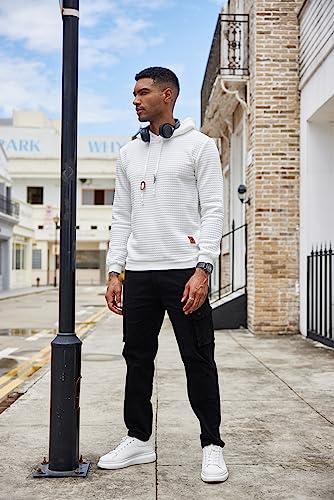 COOFANDY Mens Hooded Sweatshirt Casual Long Sleeve Drawstring Waffle Knit Pullover Hoodies - Image 5