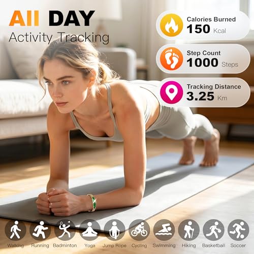 Image of 2-in-1 Crystal-Inlaid Smart Bracelet for Women, Jewelry Fitness Tracker with Heart Rate, Sleep & Cycle Tracking, IP68 Waterproof, Interchangeable Bands (Floral Gold Emerald)