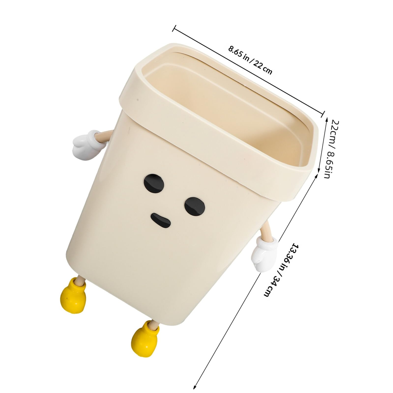Multifunktionaler Multifunktions Mülleimer 12l aus Pp Kunststoff Kompakt und Stilvoll für Büro und Badezimmer Beige ohne Deckel Kreative Cartoon Dekoration