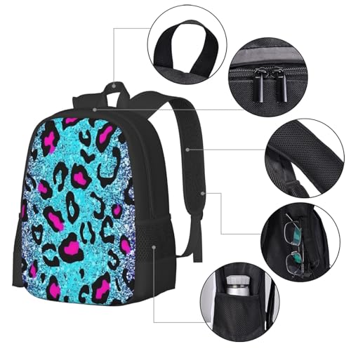 Colorful Leopard Print Backpack Large Capacity Backpacks Leisure Travel Daypack 12.5X5.5X16.5 inch3