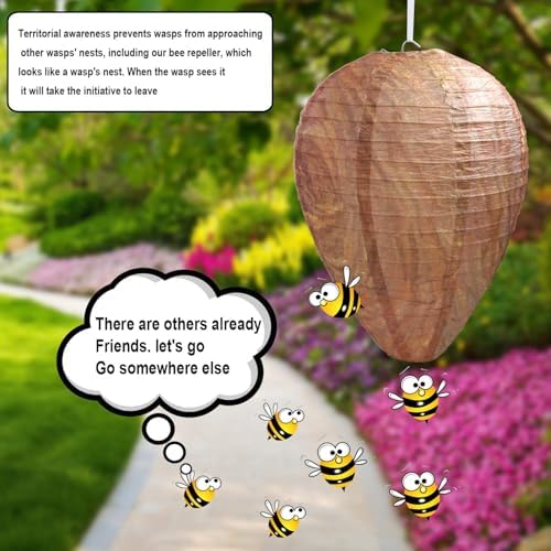 4 Pack Wasp Nest Decoy Hanging Wasp Deterrent for Wasps Hornets Yellow Jackets (A-Yellow) — view 3