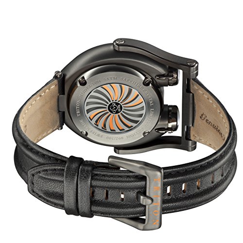 GV2 by Gevril Triton Mens Swiss Automatic Black Leather Strap Watch, (Model: 3404)2