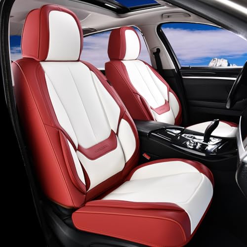 Image of Coverado Car Seat Covers Full Set, Car Seat Protector Waterproof, Nappa Leather Car Seat Cushion, Seat Covers for Cars, Front Seats and Back Universal Fit for Most Cars