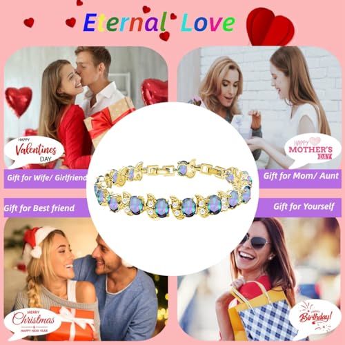 Image of LMXXVJ Fashion Tennis Bracelet Created Emerald White Gold Plated Charm Bracelet Gifts Jewelry for Women