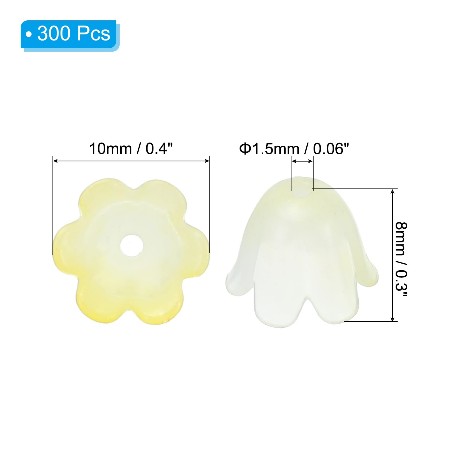 PATIKIL 0.3x0.4 Frosted Flower Beads, 300Pcs Acrylic Flower Bead Caps for Bracelets Earrings, Necklaces - Image 2