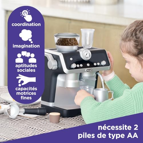 Casdon De'Longhi Jouet - Machine à café Barista - Ensemble de Cuisine pour Enfants avec pièces Mobiles, Sons réalistes et café Magique - 3 Ans +, Silver – Image 4
