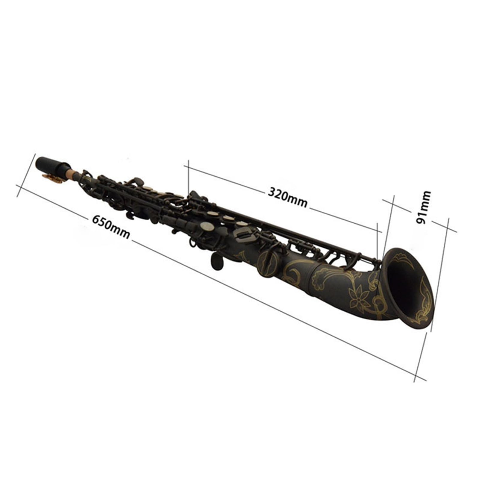 Instrument Muzyczny Profesjonalny Saksofon Sopranowy B Flat Matowy BK Niklowany Z Rozciętym Zakrzywionym Ustnikiem Saksofon