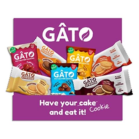 GATO Vegan Protein Cream Cookies Selection Box, Plant Based, Gluten Free Snack, Mixed Variety Box of 7 Packs Cover