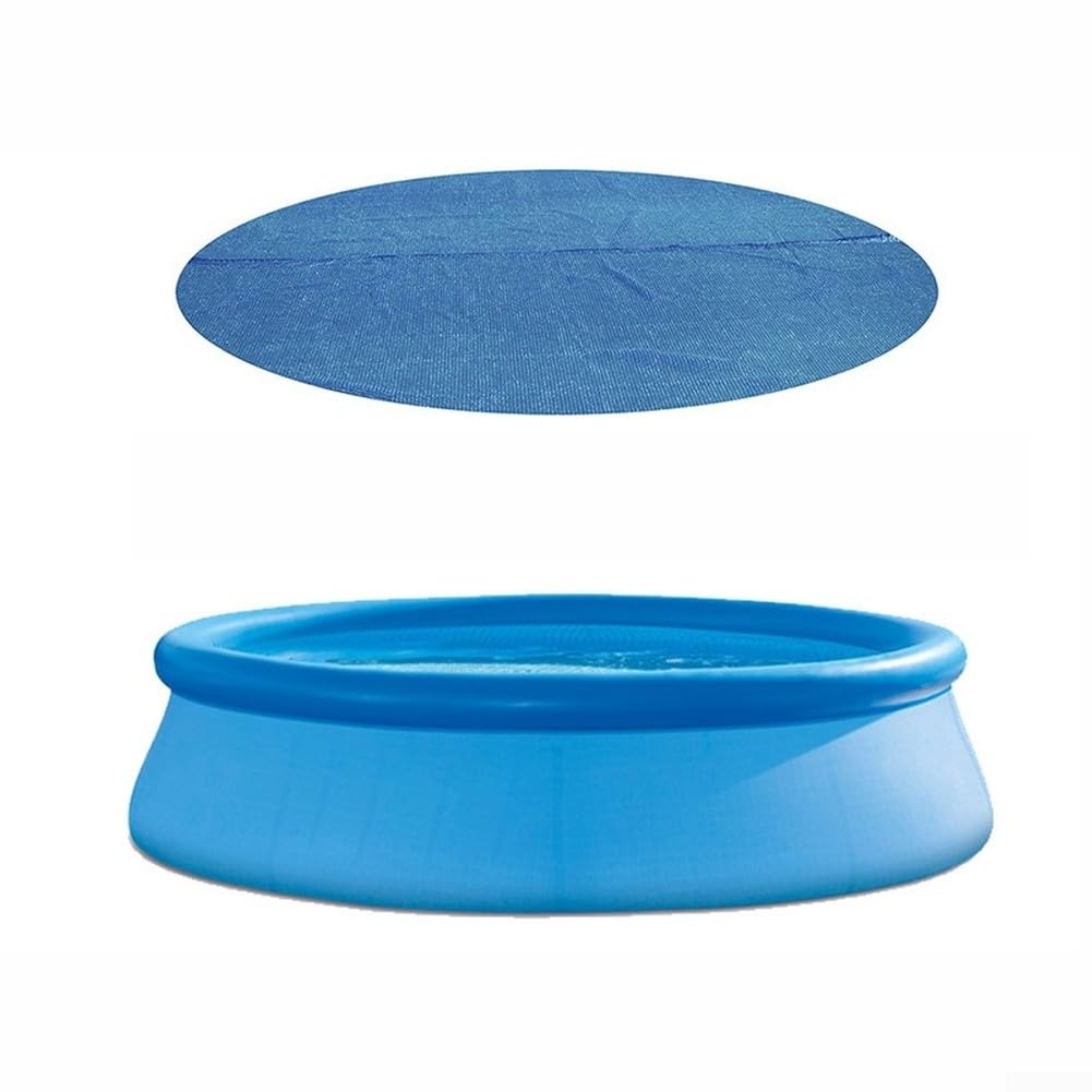 Runde Solar-Poolabdeckung, blau, für oberirdische Pools, Wärmedämmung, Heizdecke, reduziert Verdunstung, hält Wasser warm und sauber, für Outdoor-Schwimmzubehör, 15 Mil(C)