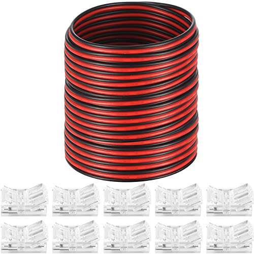 Image of 10 Packs Solderless LED Strip Connector Transparent Track Lighting Connectors Wire Strip Lights 16.4 ft Extension Cable Wire Cord for LED Light Speaker Electrical System(Chic Style, 2 Pin, 10 mm)