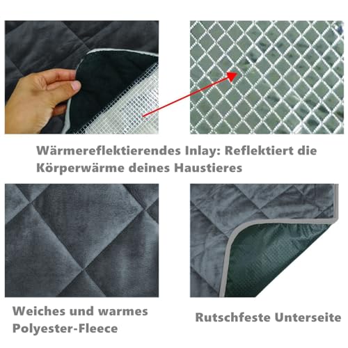 Norhogo thermo matte tiere, wärmekissen hund, wärmekissen kleintiere, katzenhöhle warm, wärmedecke hasenstall, selbstheizende decke, wärmematte katze für Katze Welpen Reise Camping, 40x50cm Marineblau