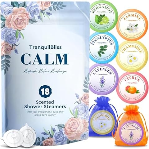 TranquilBliss Shower Steamers, 18 PCS Set, Self Care Relaxation Shower Tablets with Shea Butter, Shower Bombs, Christmas Gift Ideas for Women, Men, Mother, Wife Cover