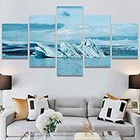 SIGNWIN 5 Panel Canvas Wall Art Modern Art Expressive Hot Air Balloon Minimalist Multicolor Photography Transportation for Home Decorations Ready to Hang - 60