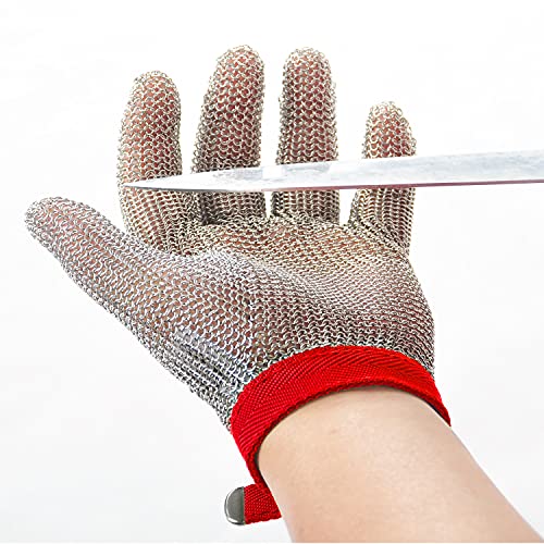 Dowellife Chainmail Glove, Cut Resistant Glove Food Grade, Stainless Steel Mesh Metal Glove Knife Cutting Glove for Butcher, Oyster Shucking Kitchen Mandoline Chef Slicing Fish Fillet (Medium)