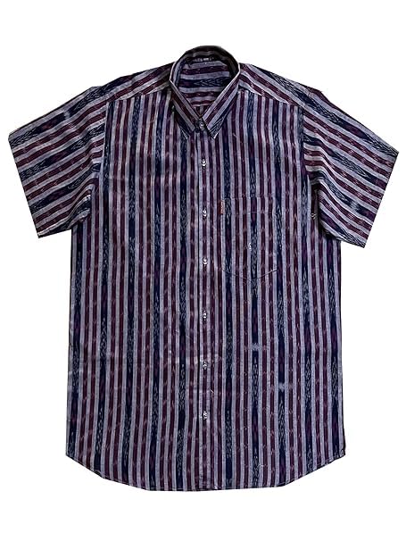 Image of Odisha Handloom 100% Pure Cotton Sambalpuri pasapali Half Shirt fabric for Men /Boys Odisha Traditional Shirt Tie-Dye Craft, Soft & Breathable Weave Cotton Material