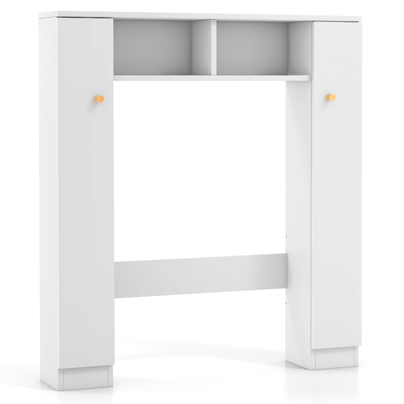 LIFEZEAL Mobile Bagno Sopra WC, Scaffale sopra Toilette con 2 Aante e Scomparti Aperti, Mobiletto per Lavatrice da Terra, 87,5 x 18 x 98 cm, Stabile e Antidumping Moderno (bianco)