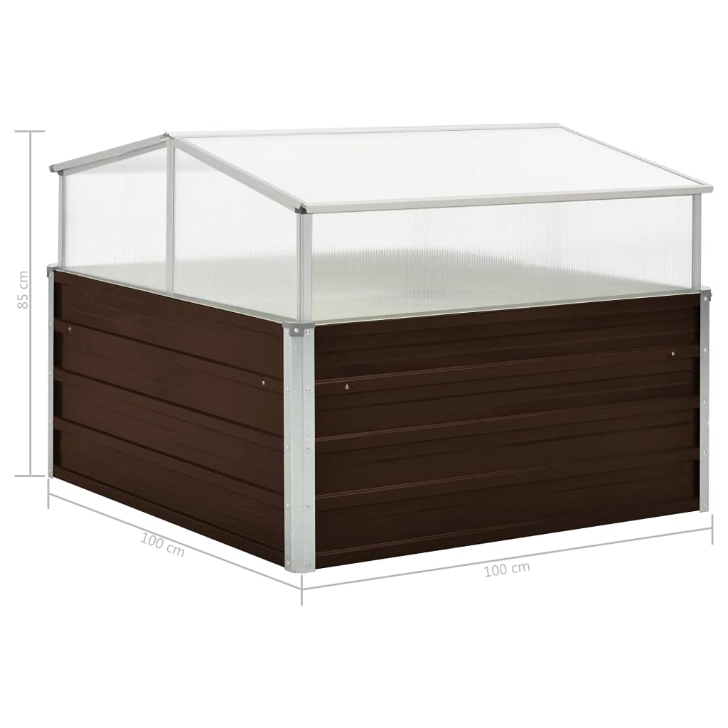 Serra Marrone 100x100x85 cm in Acciaio Zincato,Serra da Giardino e Orto in Policarbonato con Tetto Regolabile e Porta,Telaio in Alluminio