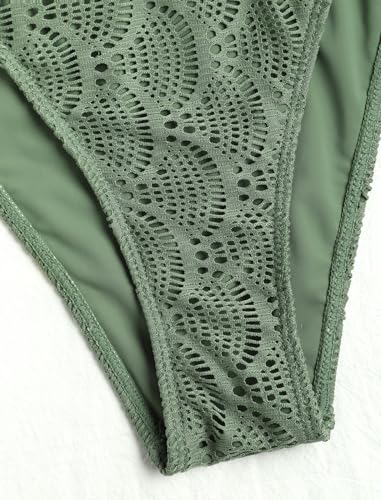 Image of ZAFUL 2 Piece Triangle Bikini for Women Knitted Rope Halter Bikini Sets Sexy Bathing Suit Side Tie Swimsuits Beachwear