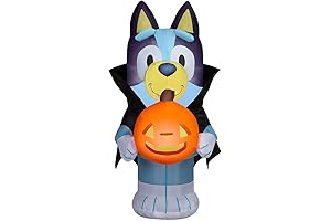 5' Gemmy Airblown Inflatable Disney's Halloween Bluey with a Cape Holding Pumpkin Yard Decoration 551466