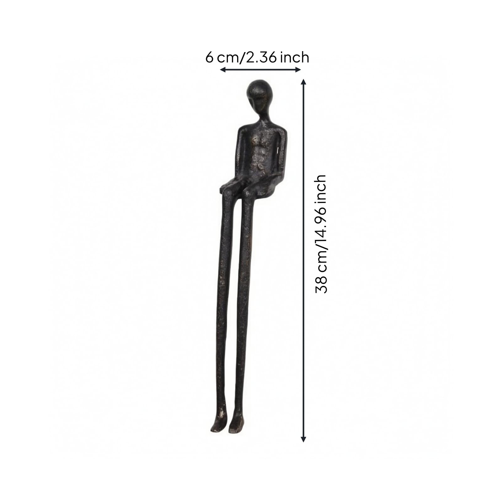 Figurina in Alluminio con Finitura Opaca Scura Opaco Scultura con Gambe Lunghe Pendenti Minimalista Oggetto D'arredo per Comodino, Ingresso