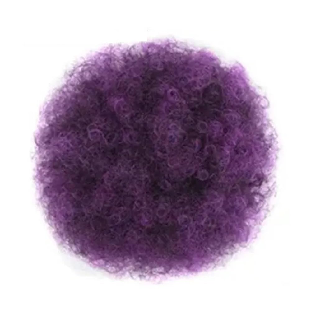 QRSTUVXZY Black Women Short Kinky Curly Synthetic Afros Puff Drawstring Ponytail Extension for Afro Bun Extension Hairpieces(Purple)
