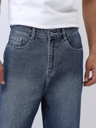 Image of Urbano Fashion Men's Loose Baggy Fit Washed Jeans Non-Stretchable
