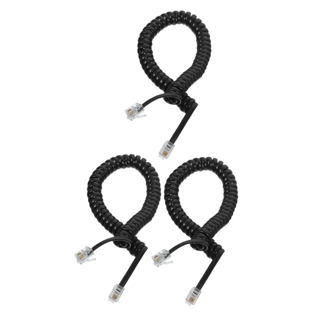 Uonlytech 3Pcs Coiled Telephone Cord Soft and Durable Phone Line Cable Stable Signal Transmission for Communication for Landline Phones