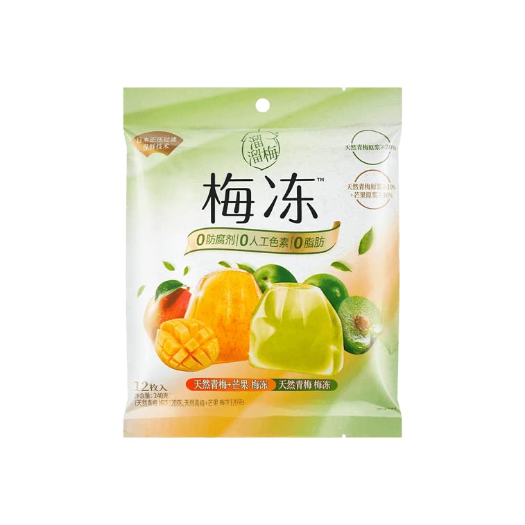 溜溜梅 蒟蒻 果冻 Fat free Squeezed konjac Fruit Jelly 240g (Mango + Plum, 2 Packs)