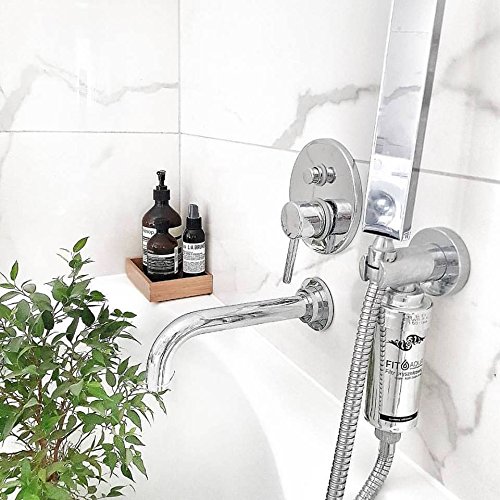 Fit aqua AWF-SWR-P-ANM-M Duschfilter gegen Chlor und Schadstoffe, reduziert Haarausfall und Hauterretation, Chrom