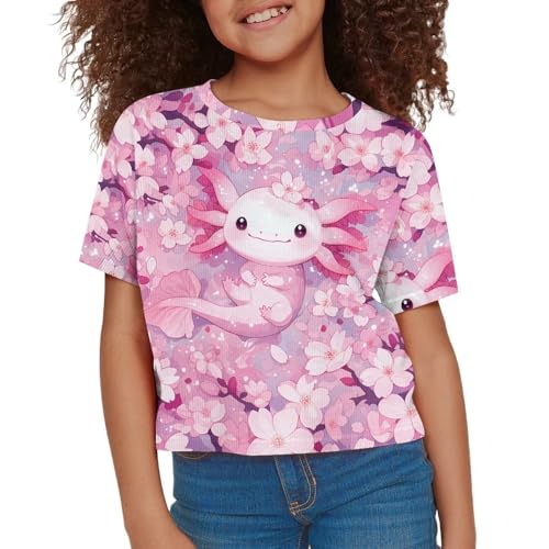 Image of Kids Crop Top Short Sleeve T-Shirts for Girls Size 5-14