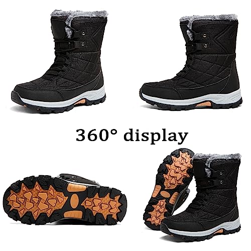 Mifawa Womens Snow Boots Women'S Winter Boots Women Fur Lined Snow Boots For Womens Anti-Slip Womens Winter Boots Waterproof Backpacking Boots Outdoor Walking Shoes For Ladies Anti Slip Ankle Boots Non-Slip thumb #5