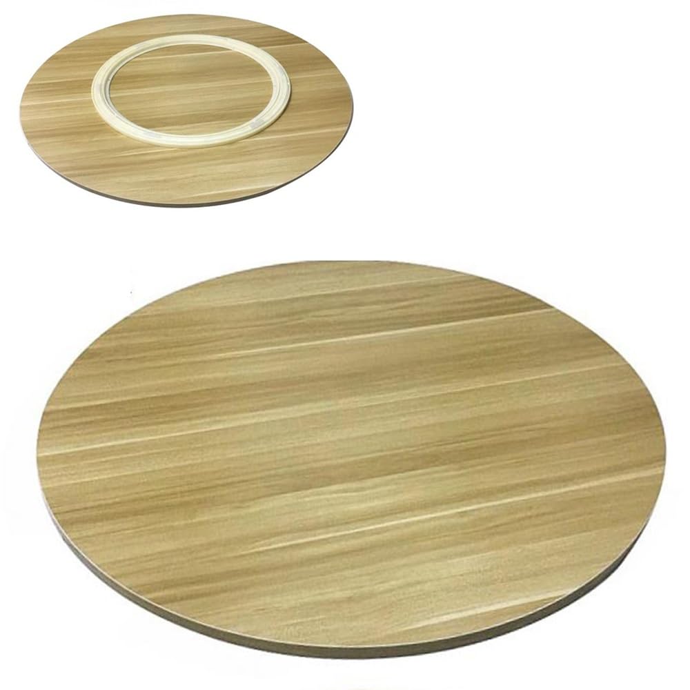 ASerZenith Beige Wooden Lazy Susan 20" - 40" | 360° Rotating Serving Tray For Dining Table | Perfect For Home Kitchen, Round Tabletop, Entertaining & Serving,Light Walnut-70Cm/27