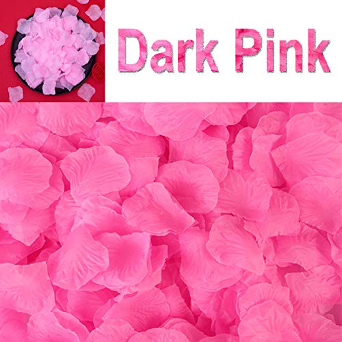 Image of 1000PCS Fake Rose Petals for Romantic Night Festive Wedding - Dark Pink | Artificial Rose Petals, Creation for Valentine's Day, Proposal, Engagement, Marriage, Anniversary, Party Activity Decoration