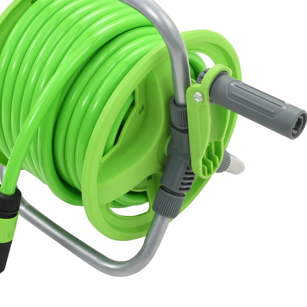 Avvolgitubo dell'acqua con tubo in PVC da 20 m e connettore da 2 m, avvolgitubo per irrigazione da giardino, montaggio a parete, supporto per tubo con ugello a spruzzo, alloggiamento robusto