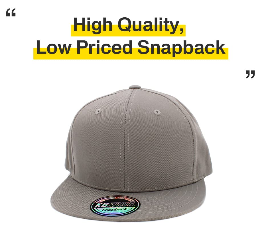 Image of KBETHOS Classic Snapback Hat Blank Cap Underbrim Cotton Wool Blend Flat Visor Adjustable Unisex