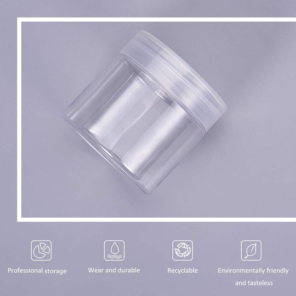 BENECREAT 20 Pack 2oz PET Plastic Round Container Jars with Clear Lids and and Leakproof Gasket for Beads, Crafts, Body Scrub Creams