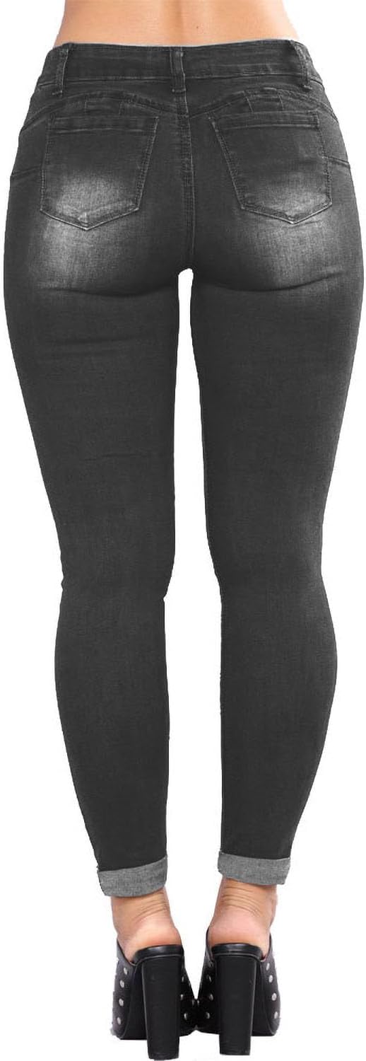 Women's Stretchy Ripped Jeans Distressed Skinny Denim Pants