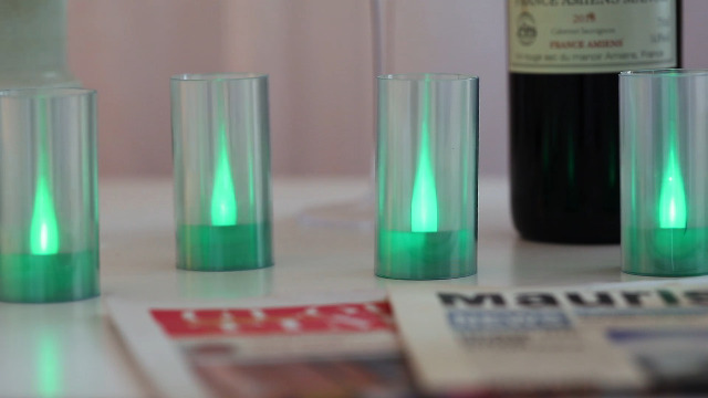 Image of Lanker Flameless Candles, Battery Operated LED Pillar D1.5 x H3 inch, Flickering Green Long Flame-Effect Light, Romantic Electronic Fake Votive Candles for Halloween, Set of 12 (Green)