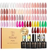 ROSALIND 30pcs Jelly Gel Polish Set, 26 Colors Translucent Nude Pink Neon Gel Nail Polish Set wit...