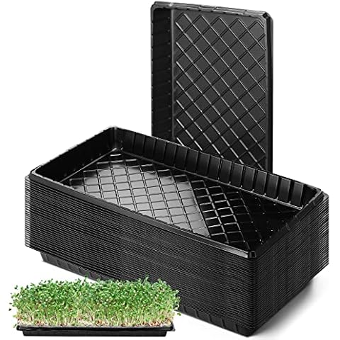 30 Pieces Plant Growing Trays Garden Seed Starter Grow Trays Without Drain Holes Black Propagation Tray for Indoor Seedlings Microgreens Wheatgrass Sprouting Greenhouse Supplies Plant Trays Cover