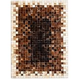 FOTA Patchwork Cowhide Rug 6x8 ft – Handmade Ombre Center Rug from Argentine Leather – Rectangular Natural Cowhide Carpet – Rustic Statement Decor Accent