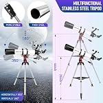 MEEZAA Telescope for Adults Astronomy Professional, 90mm Aperture 800mm Portable Refractor Telescopes for Beginners, Travel Télescope with AZ Mount Stainless Tripod & Carrying Bag & Phone Adapter